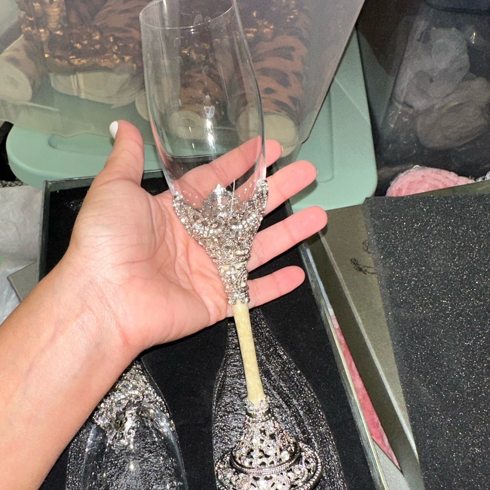 Olivia Riegel champagne flutes with rhinestones